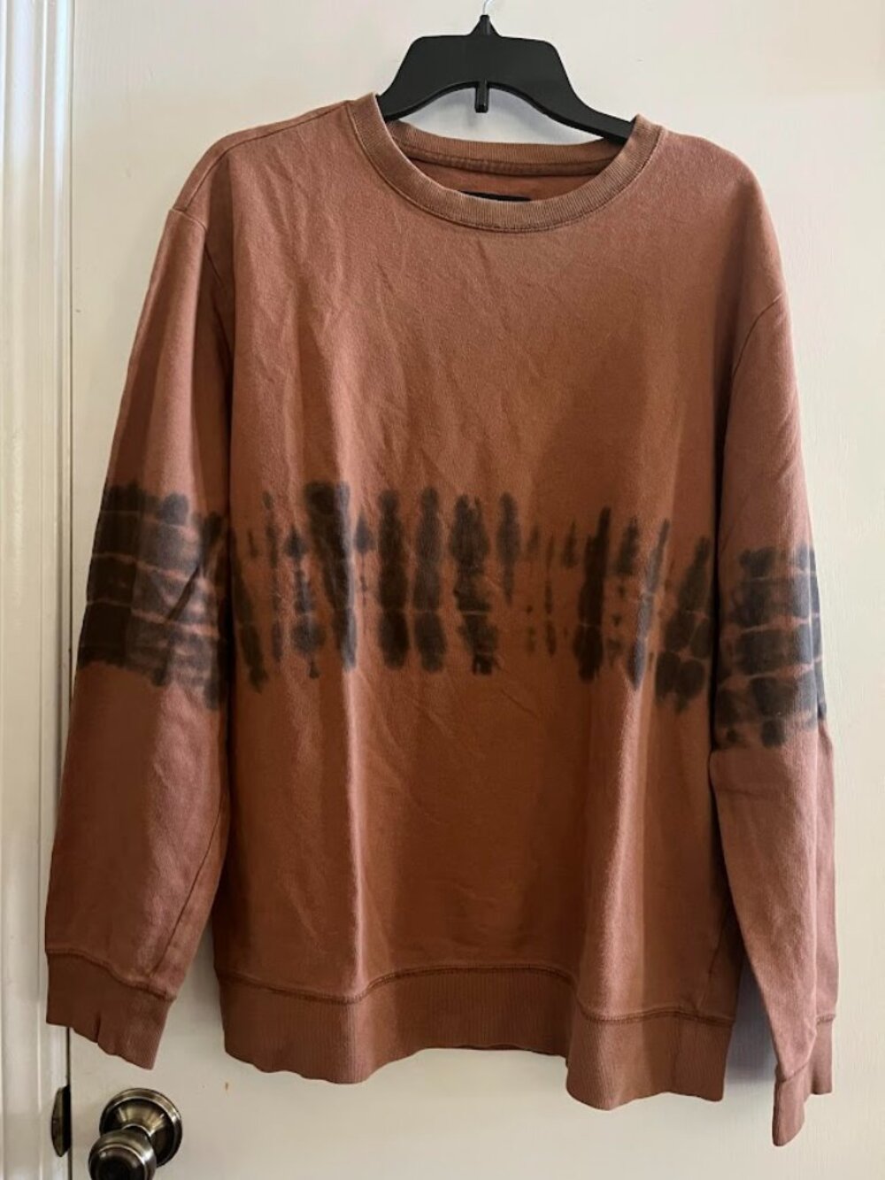 Original Use Men's Crewneck Sweatshirt Tie Dye Brown Black Medium